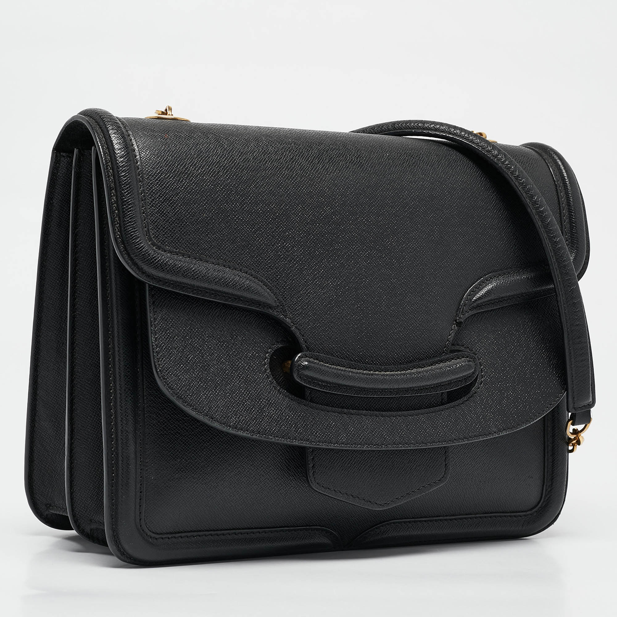 Alexander McQueen Black Leather Heroine Chain Shoulder Bag 