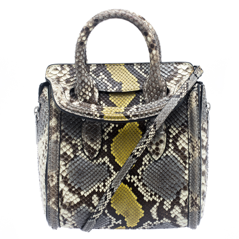 Pre Owned Alexander McQueen Multicolor Python Mini Heroine Shoulder Bag