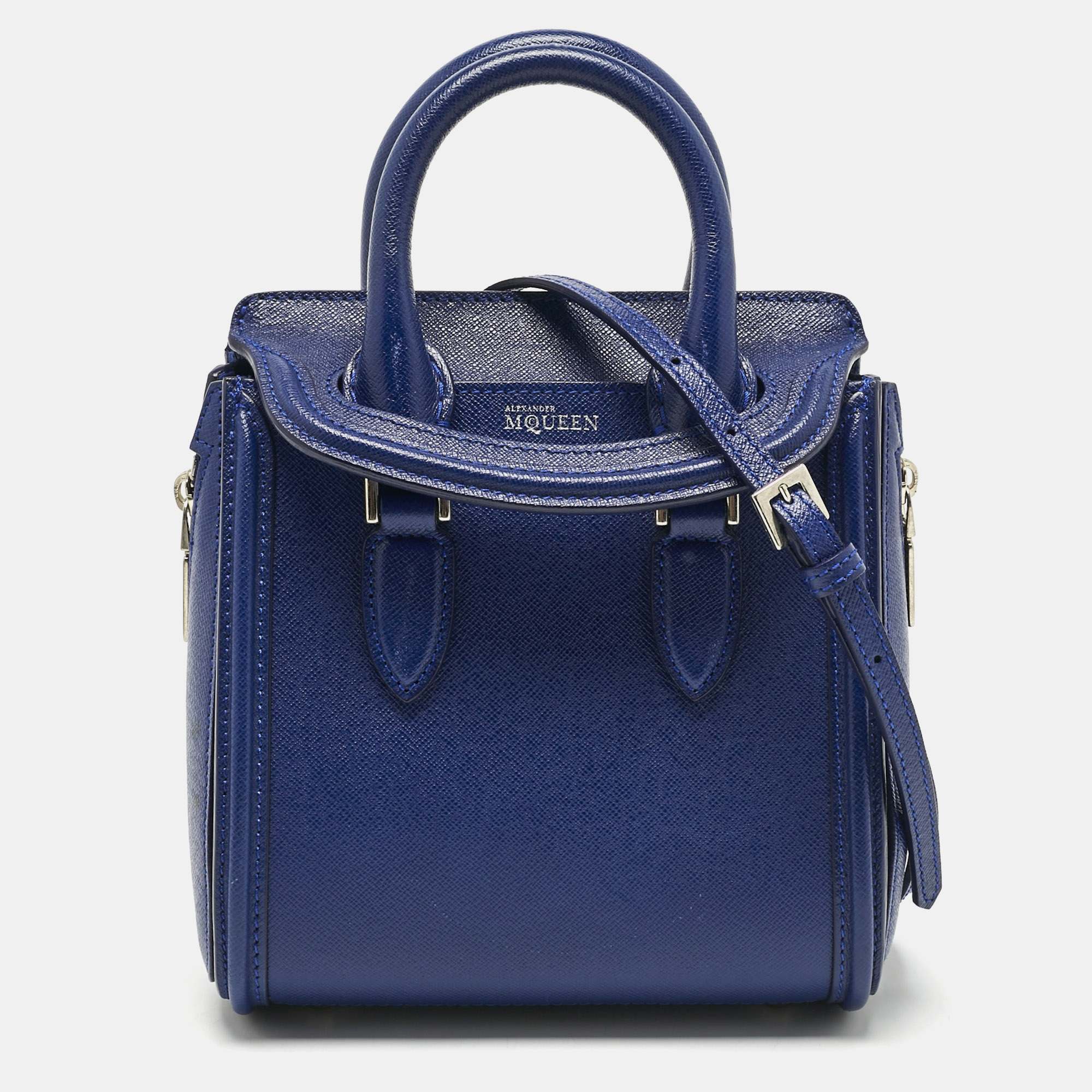 

Alexander McQueen Navy Blue Leather Mini Heroine Tote