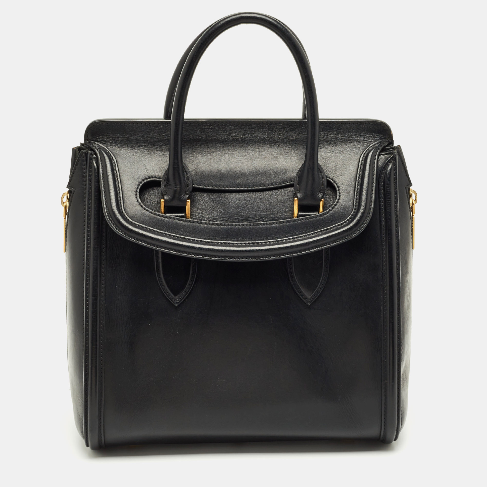 Pre-owned Alexander Mcqueen Black Leather Medium Heroine Tote