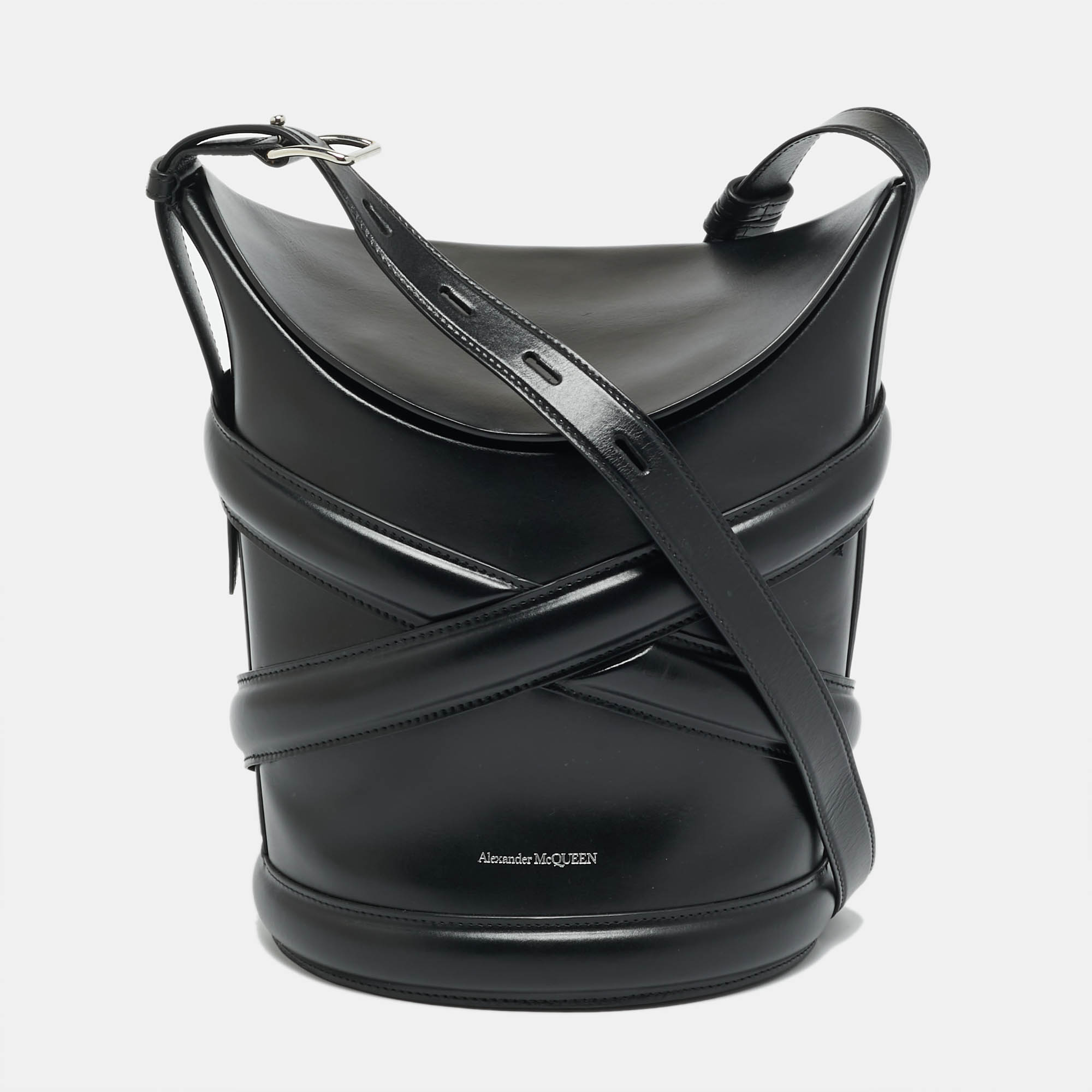 

Alexander McQueen The Curve  Black Leather Bucket Bag
