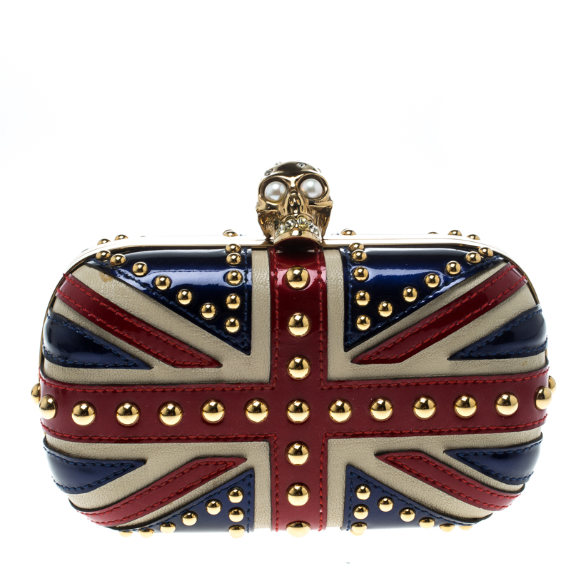 Alexander McQueen Multicolor Leather Britannia Skull Box Clutch