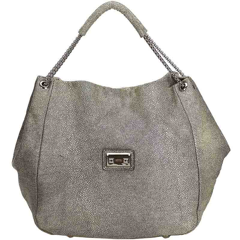 Alexander Mcqueen Gray Textured Leather Hobo Bag