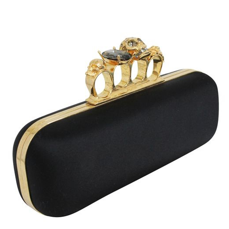 

Alexander McQueen Black Canvas Knuckle Box Clutch