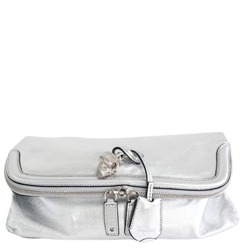 alexander mcqueen silver bag