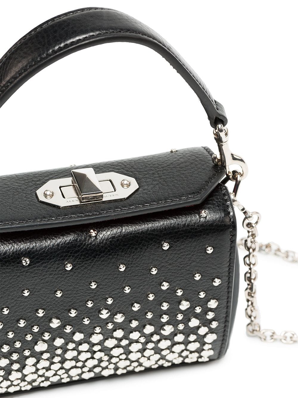 

Alexander McQueen Black Leather Studded Chain Mini Box Bag