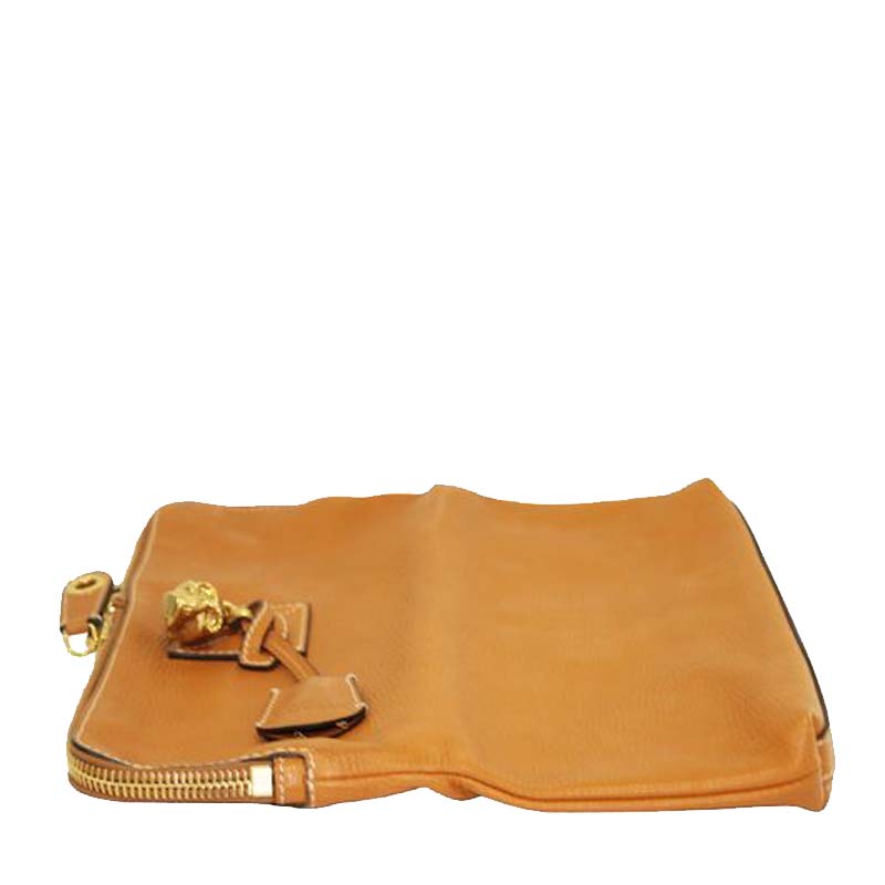 

Alexander McQueen Brown Leather Skull Foldable Clutch
