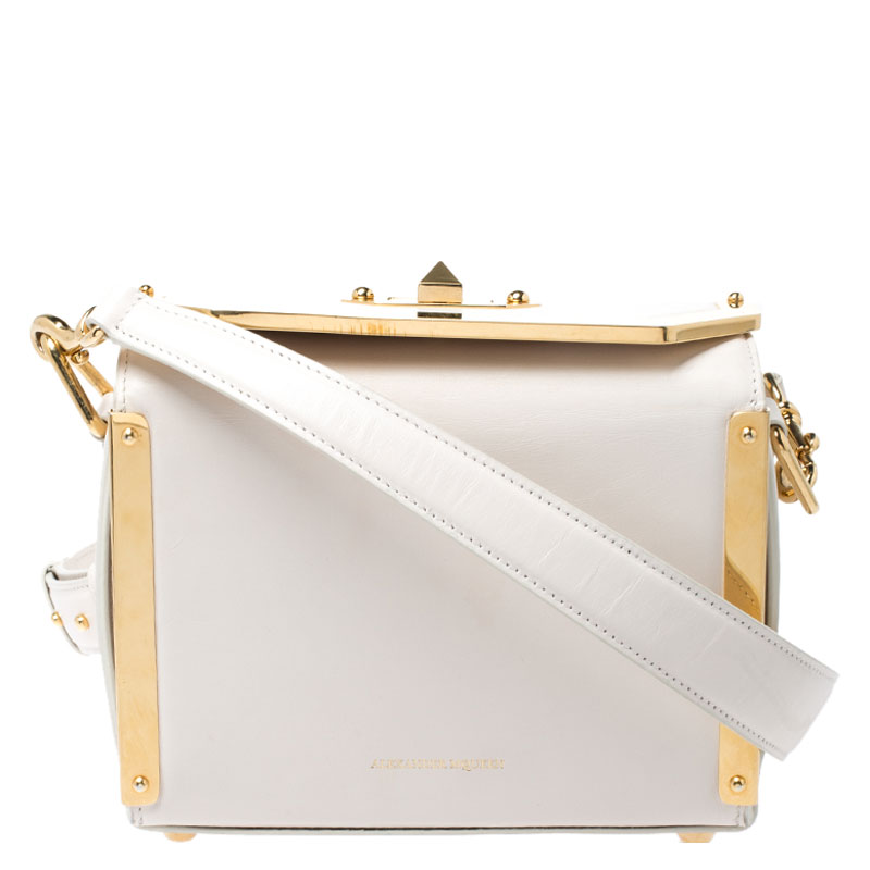 Pre Owned Alexander McQueen Off White Leather Box 19 Shoulder Bag