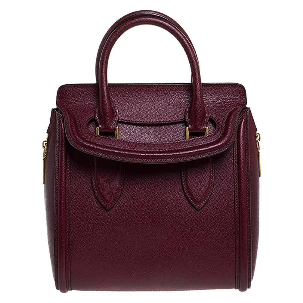 Pre Owned Alexander McQueen Burgundy Leather Small Heroine Satchel