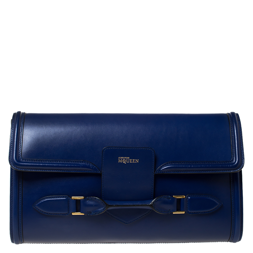 Pre Owned Alexander McQueen Blue Leather Heroine Clutch