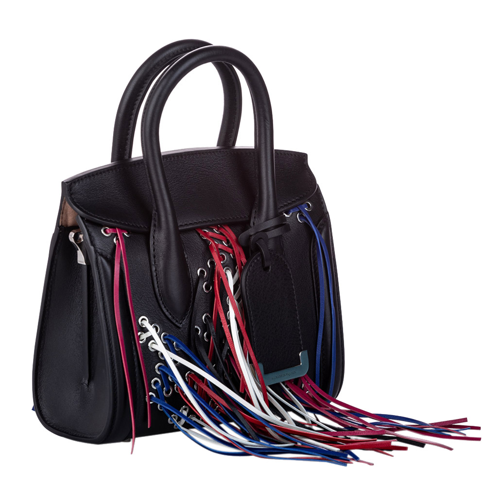 

Alexander McQueen Black Leather Mini Tassel Heroine Satchel Bag