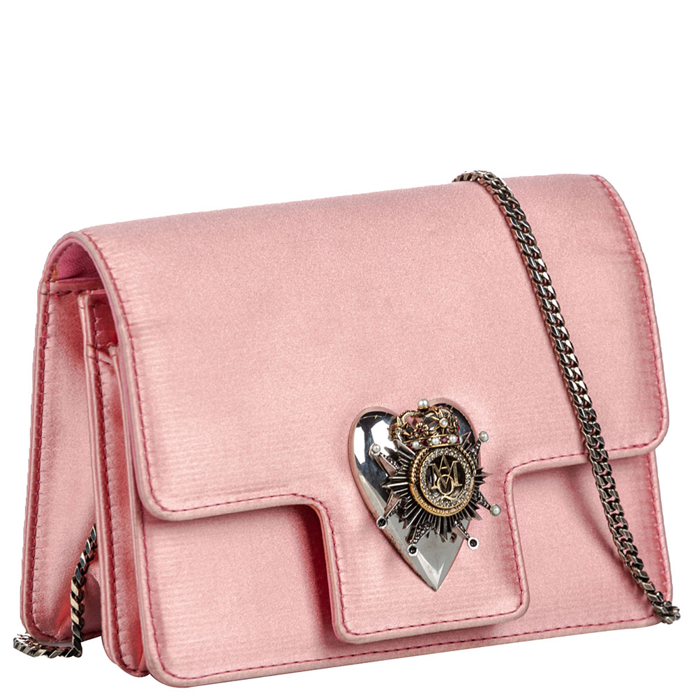 

Alexander McQueen Pink Insignia Satin Crossbody Bag