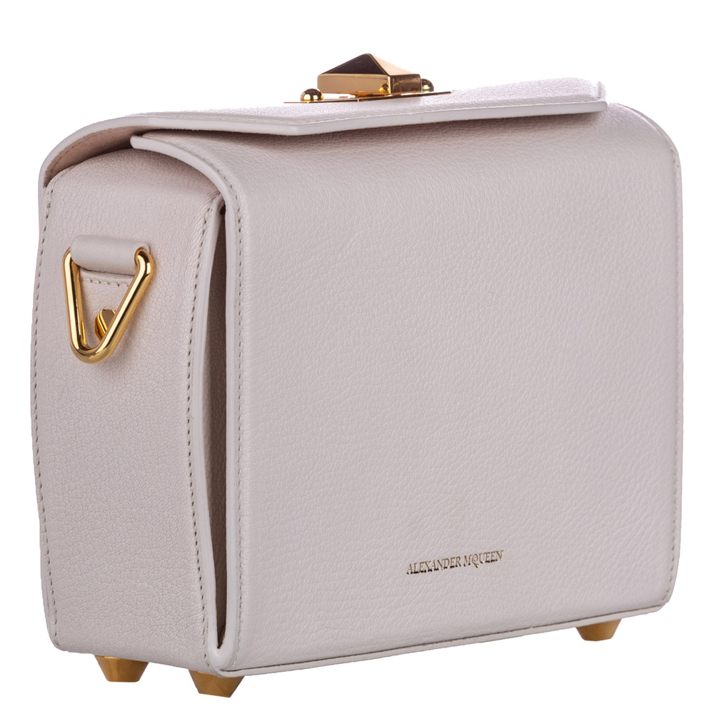 

Alexander McQueen White Leather Box 19 Crossbody Bag