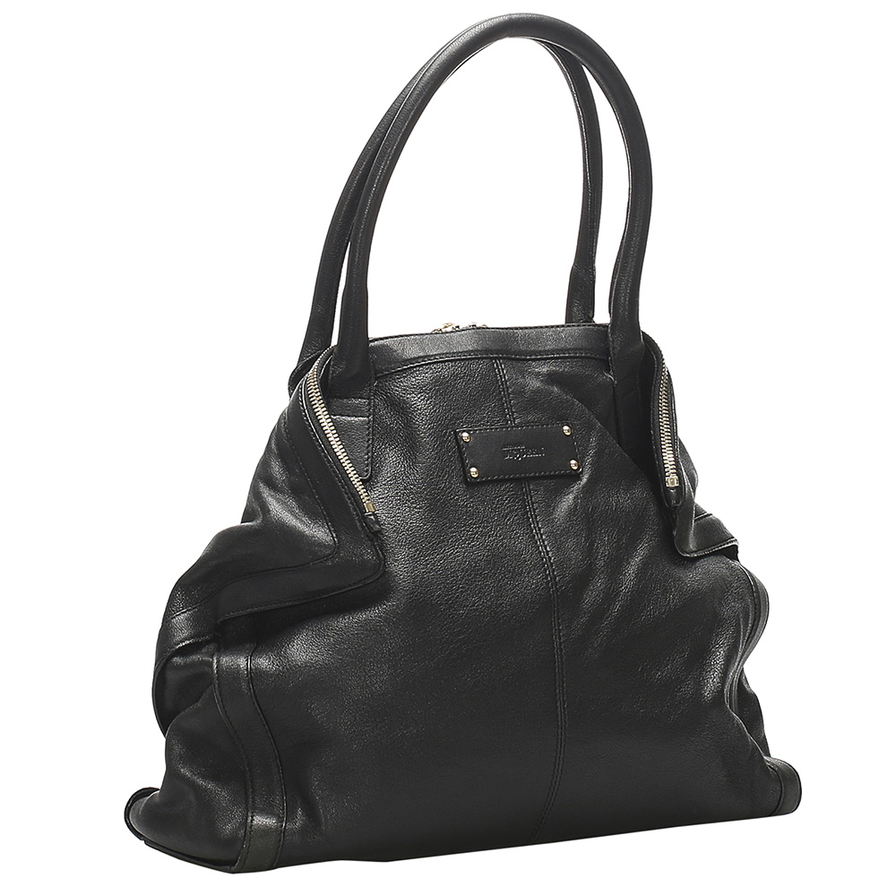 

Alexander McQueen Black Leather De Manta Tote Bag