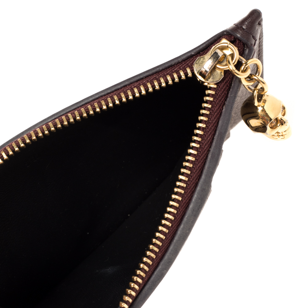 

Alexander McQueen Burgundy Leather Zip Card Holder