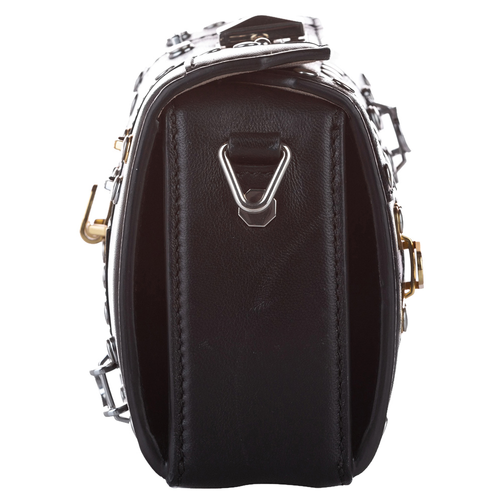 

Alexander McQueen Black Studded Leather Box 16 Crossbody Bag