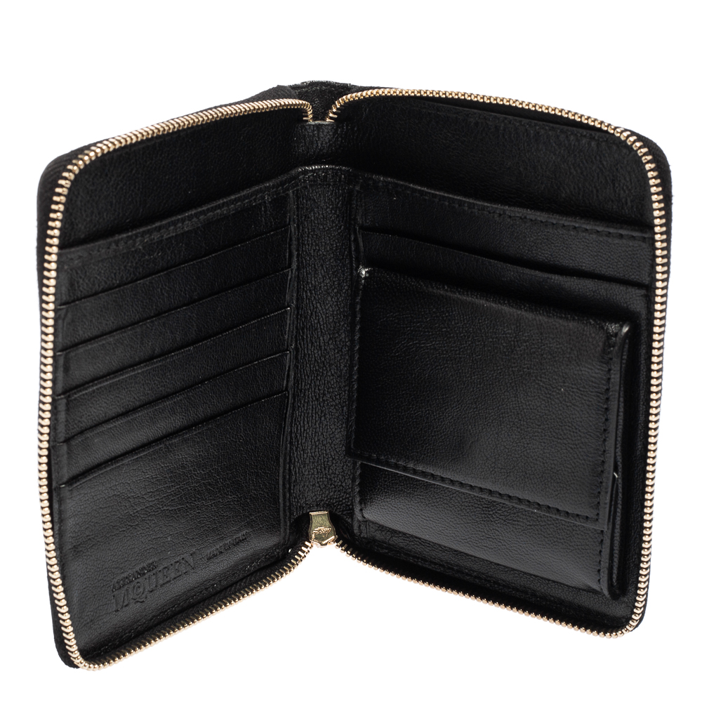 

Alexander McQueen Black Leather Skull Zip Around Wallet