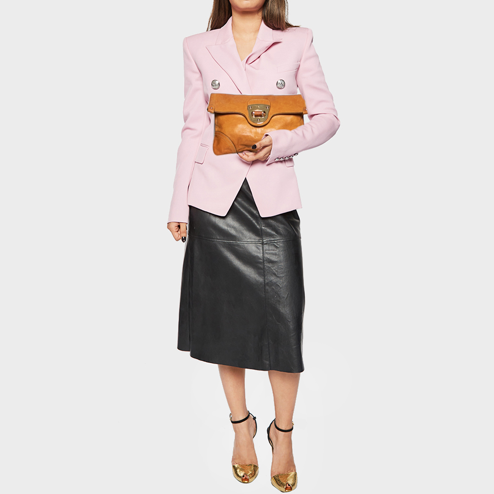 

Alexander McQueen Orange Leather Flapper Clutch