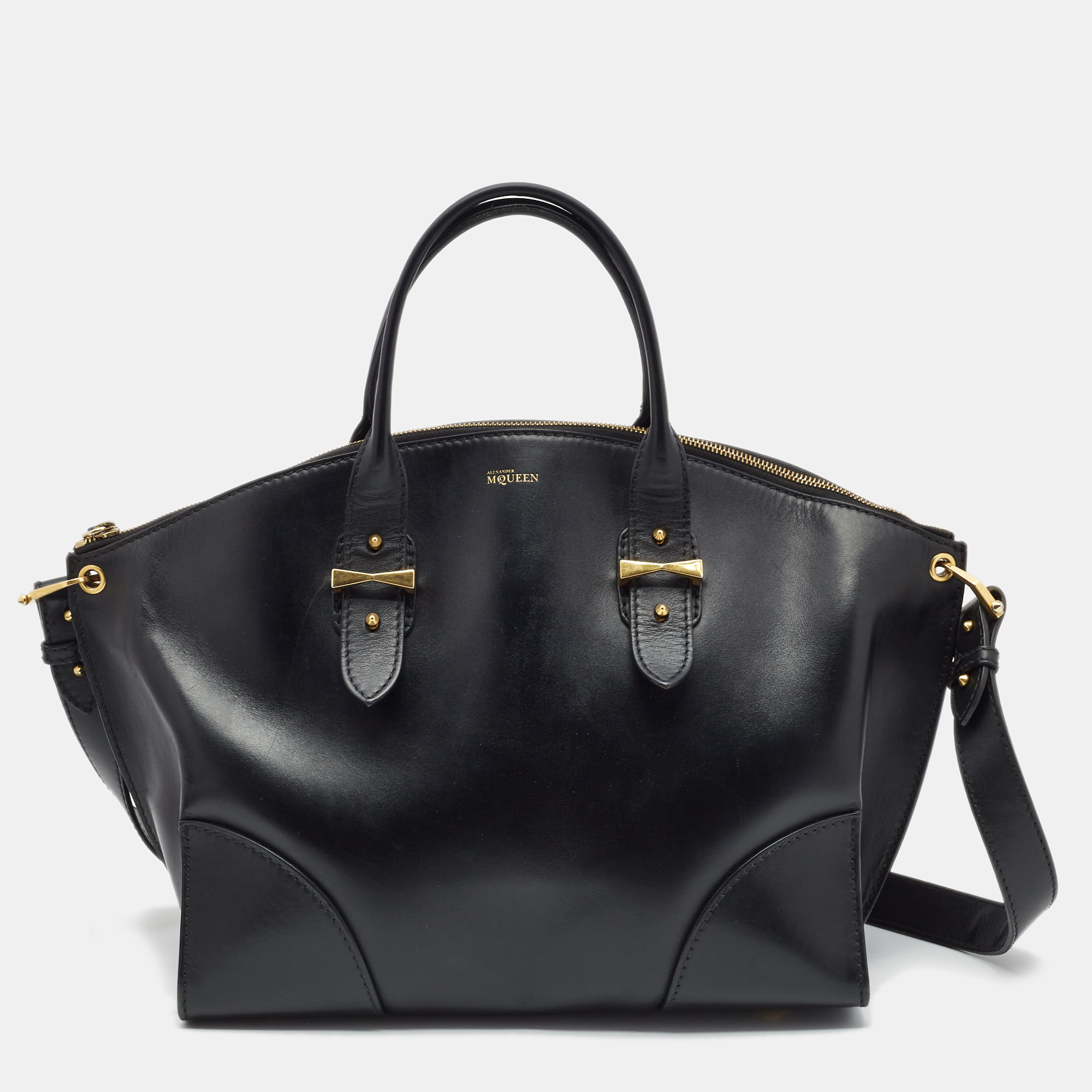 Pre Owned Alexander McQueen Black Leather Medium Legend Satchel