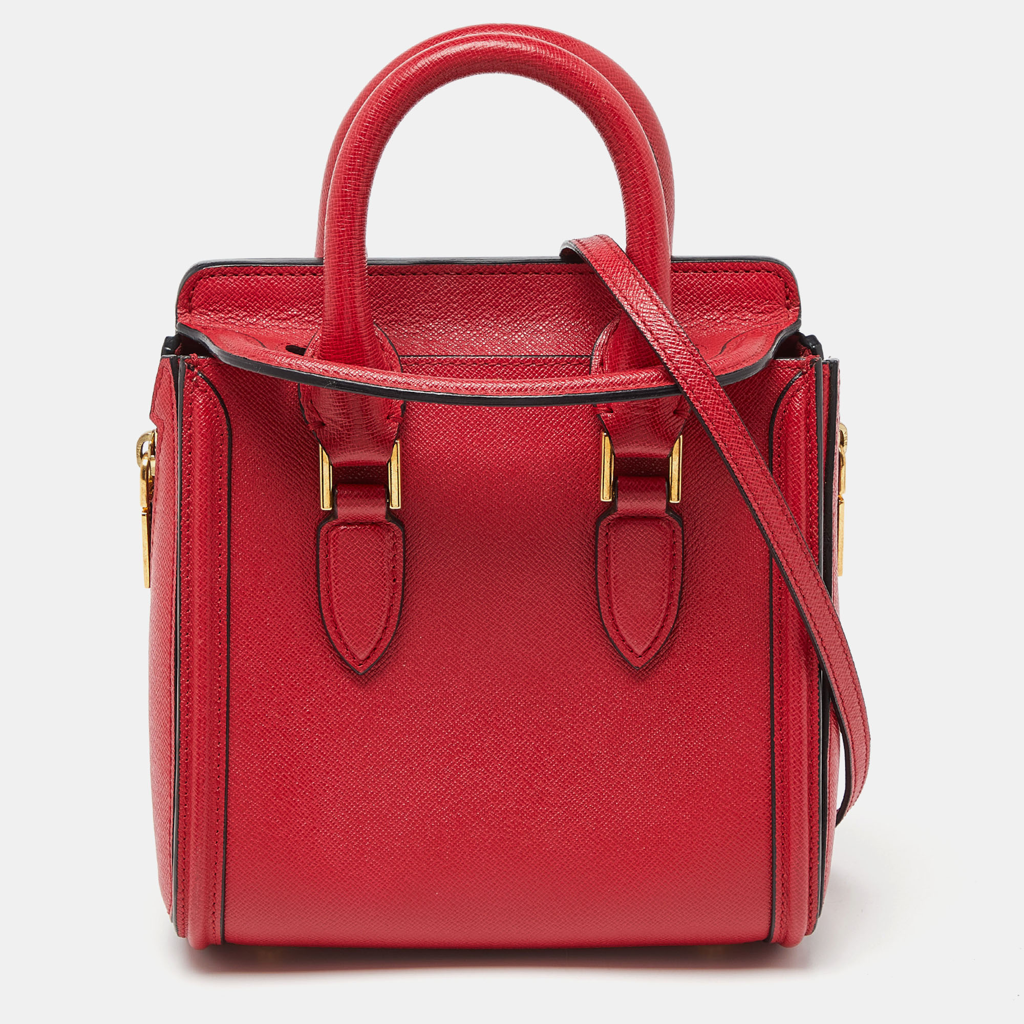 Pre-owned Alexander Mcqueen Red Leather Mini Heroine Bag