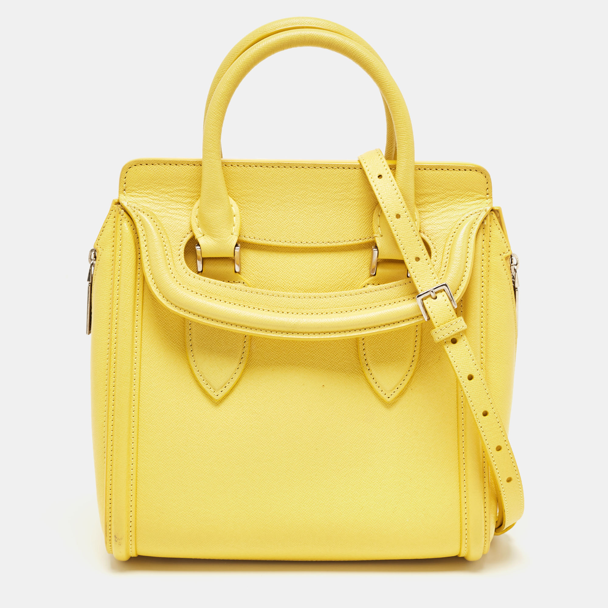 Pre-owned Alexander Mcqueen Yellow Leather Small Heroine Satchel
