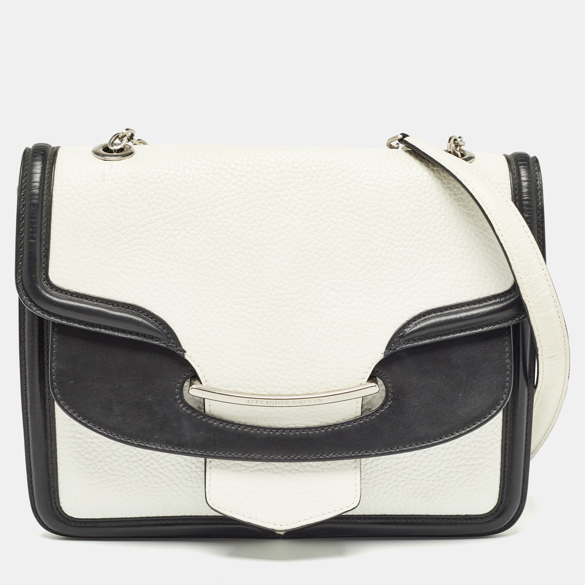 

Alexander McQueen White/Black Leather Lucite Heroine Shoulder Bag
