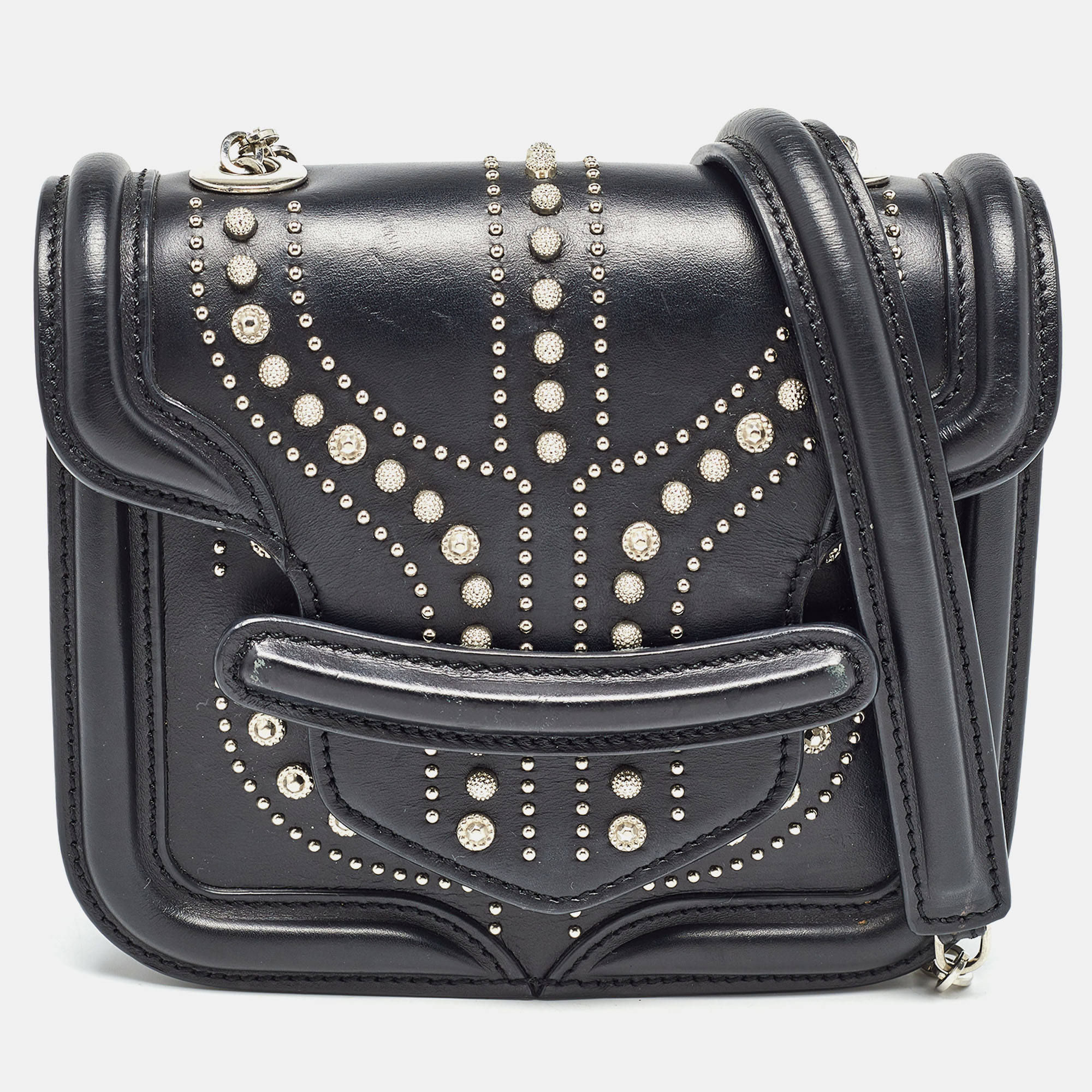 

Alexander McQueen Black Leather Mini Studded Heroine Crossbody Bag