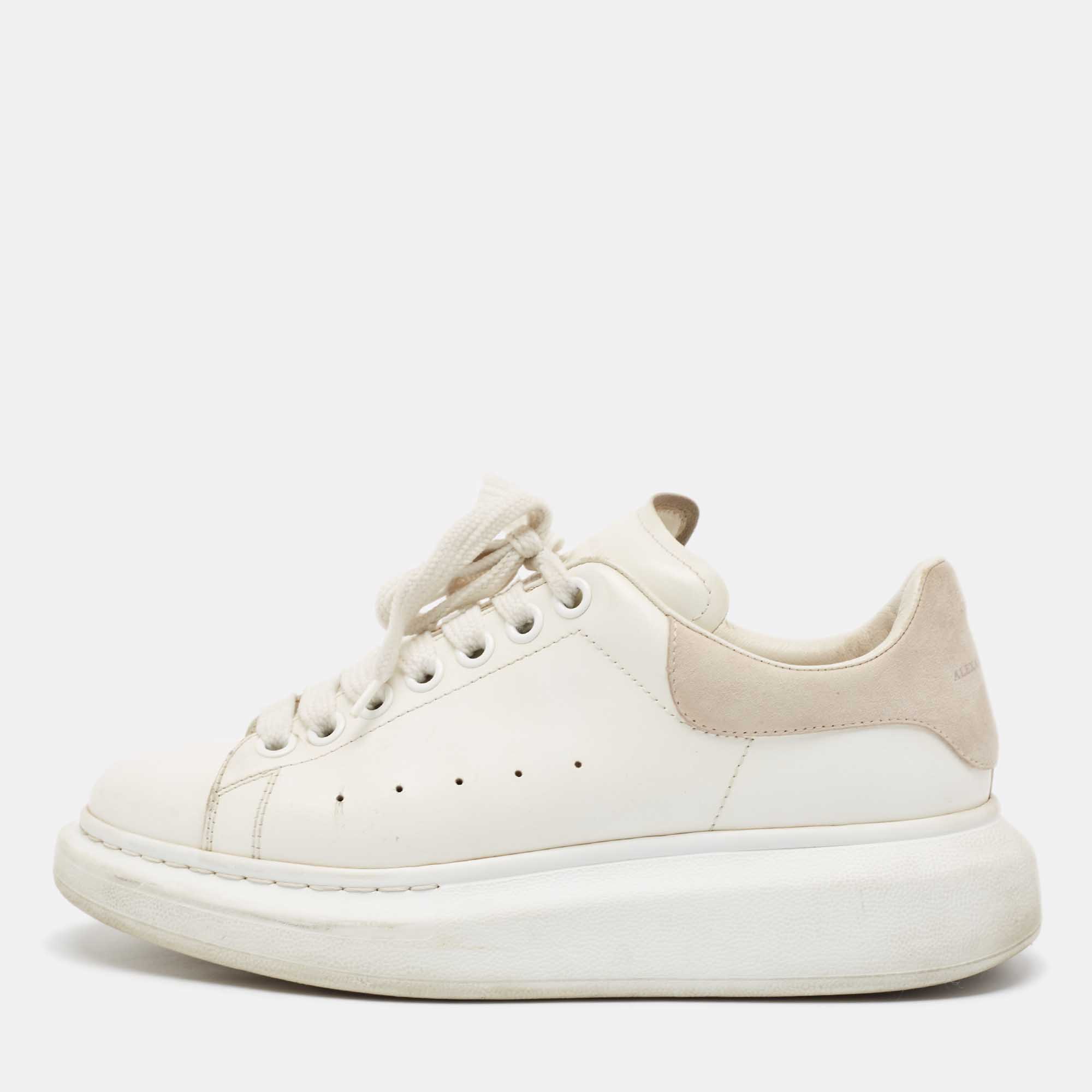 

Alexander McQueen White Leather Oversized Lace Up Sneakers Size