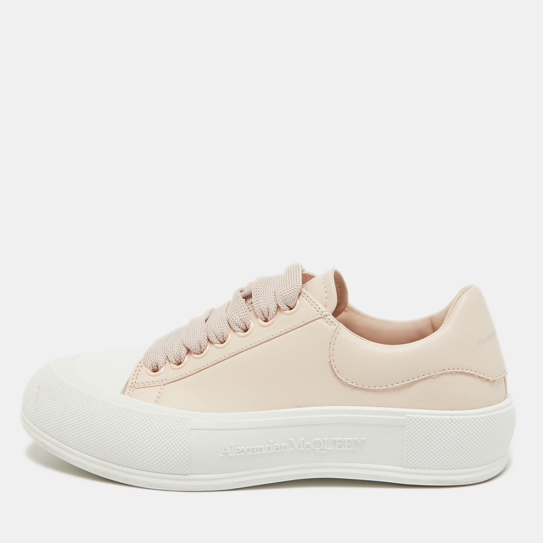 

Alexander McQueen Pink Leather Deck Plimsoll Sneakers Size