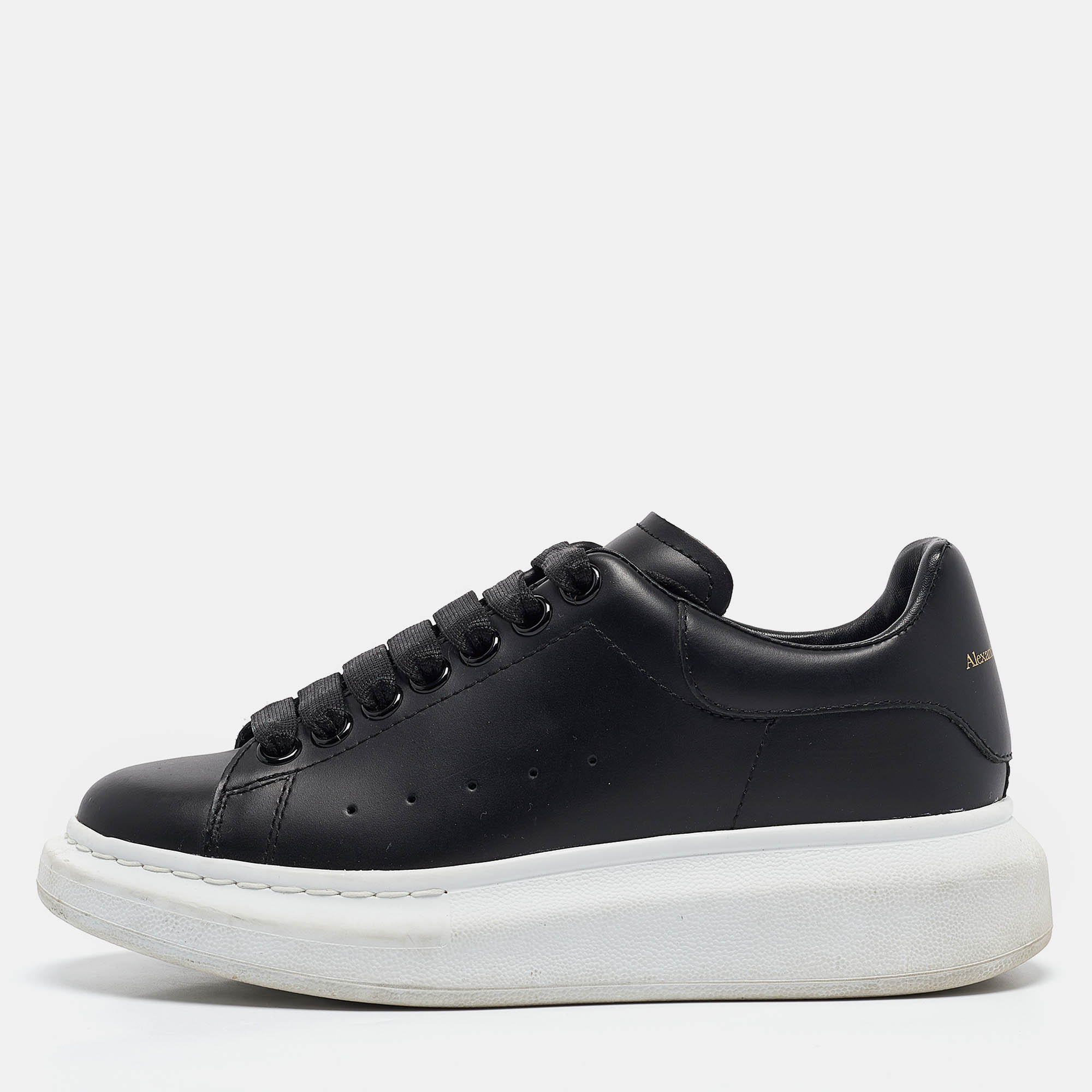 

Alexander McQueen Black Leather Larry Sneakers Size