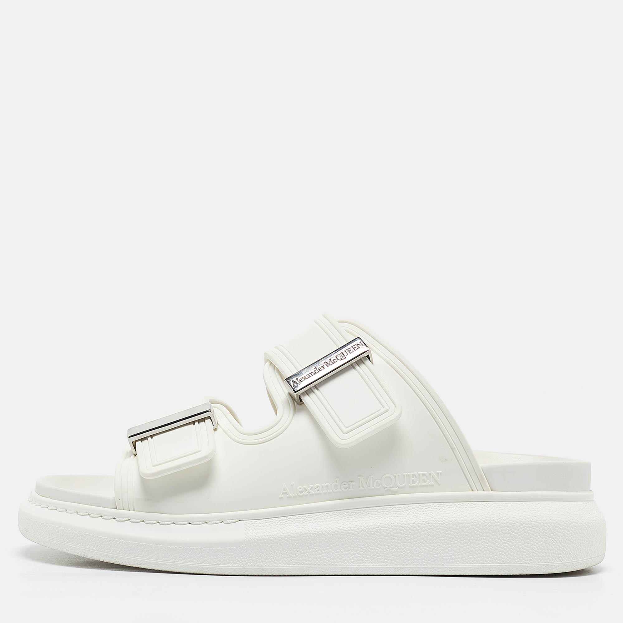 

Alexander McQueen White Rubber Hybrid Chelsea Flat Sandals Size