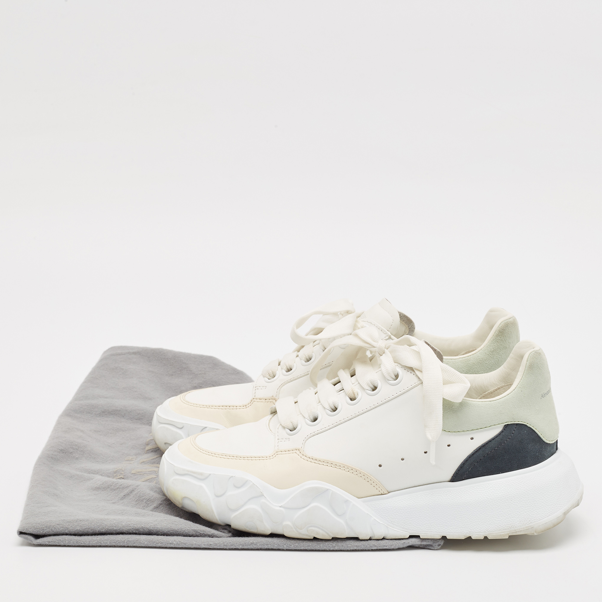 Alexander McQueen Multicolor Leather and Suede Oversized Runner Sneakers Size 37.5 