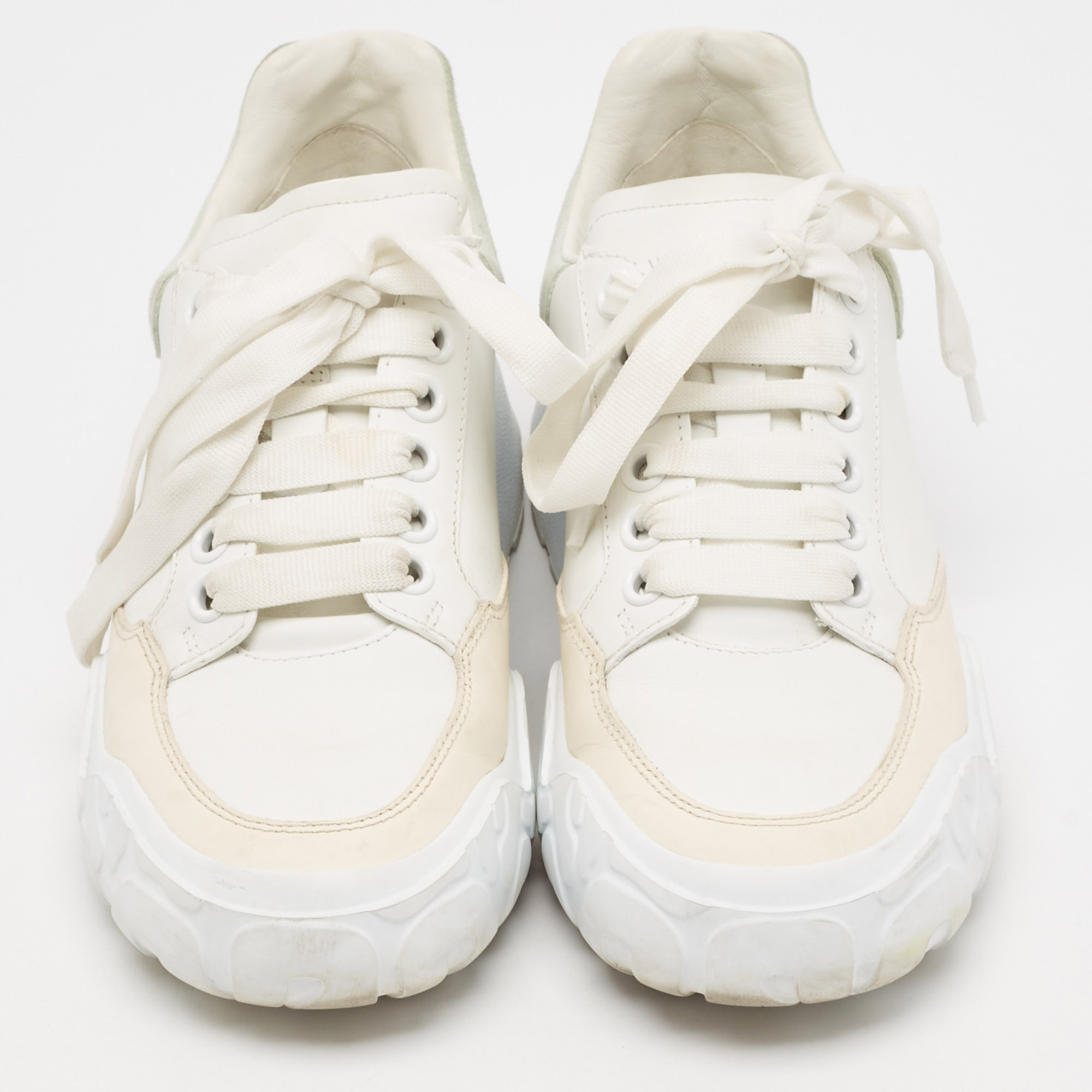 Alexander McQueen Multicolor Leather and Suede Oversized Runner Sneakers Size 37.5 