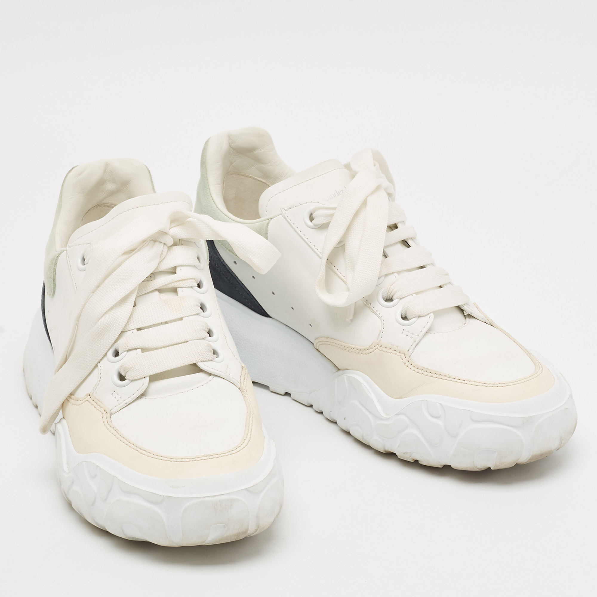 Alexander McQueen Multicolor Leather and Suede Oversized Runner Sneakers Size 37.5 