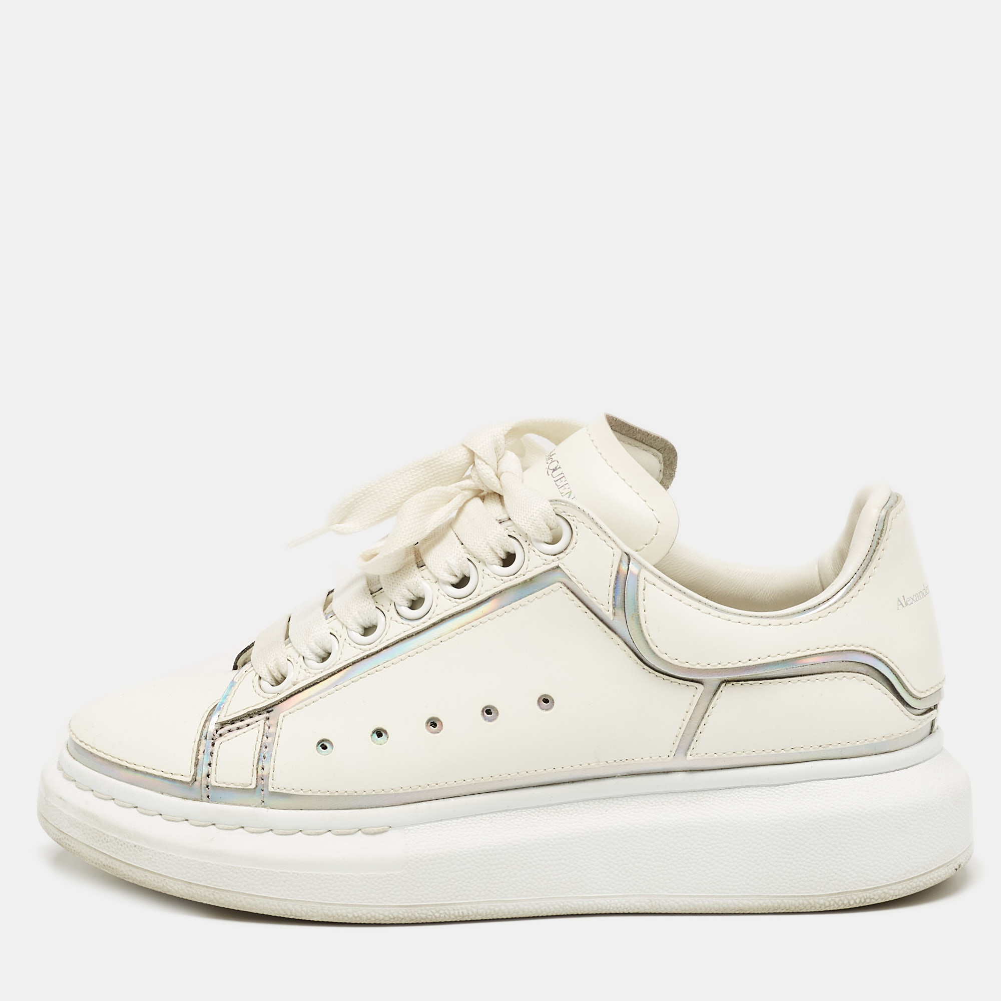 

Alexander McQueen White Leather Oversized Lace Up Sneakers Size