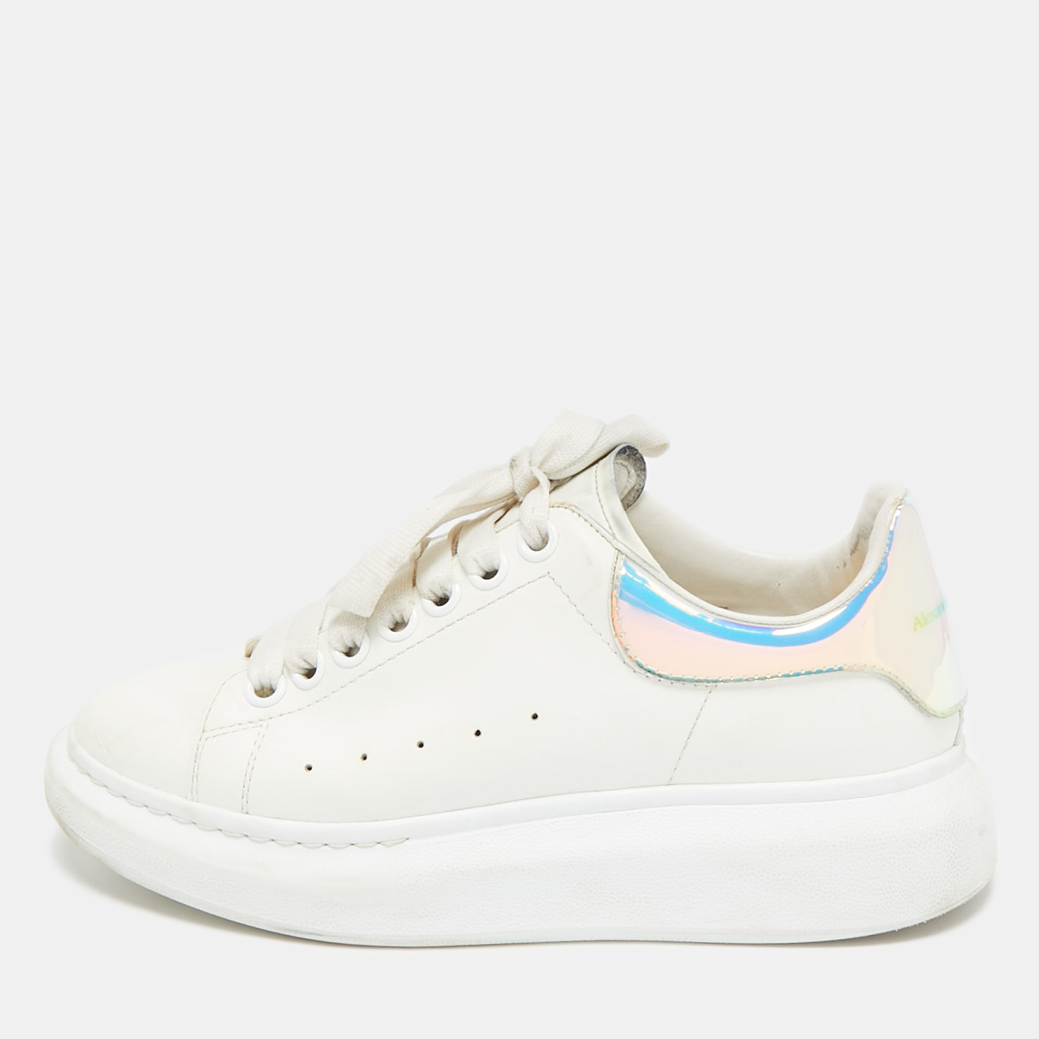 

Alexander McQueen White/Blue Leather Oversized Sneakers Size