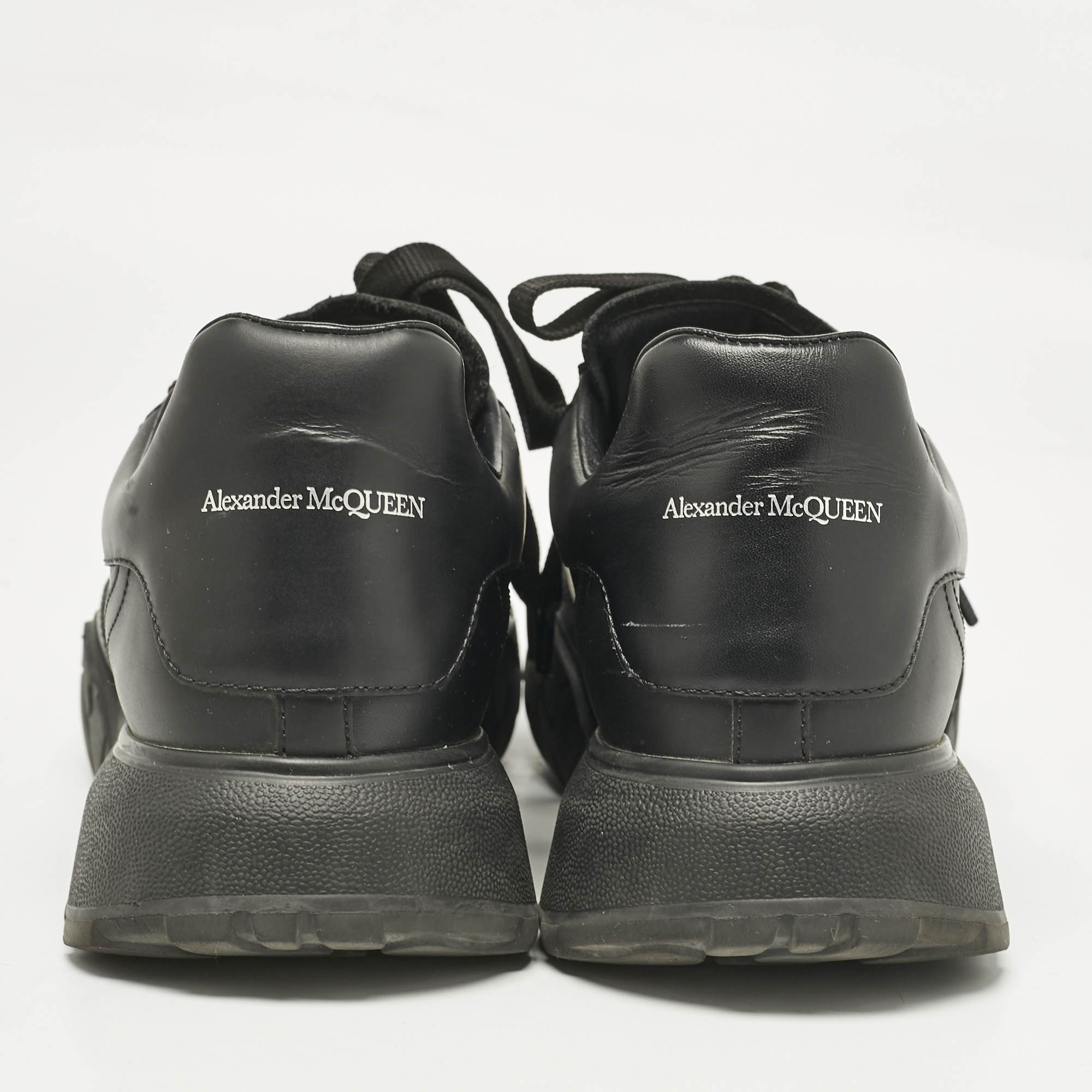 Alexander McQueen Black Leather Oversized Trainer Sneakers Size 39.5 
