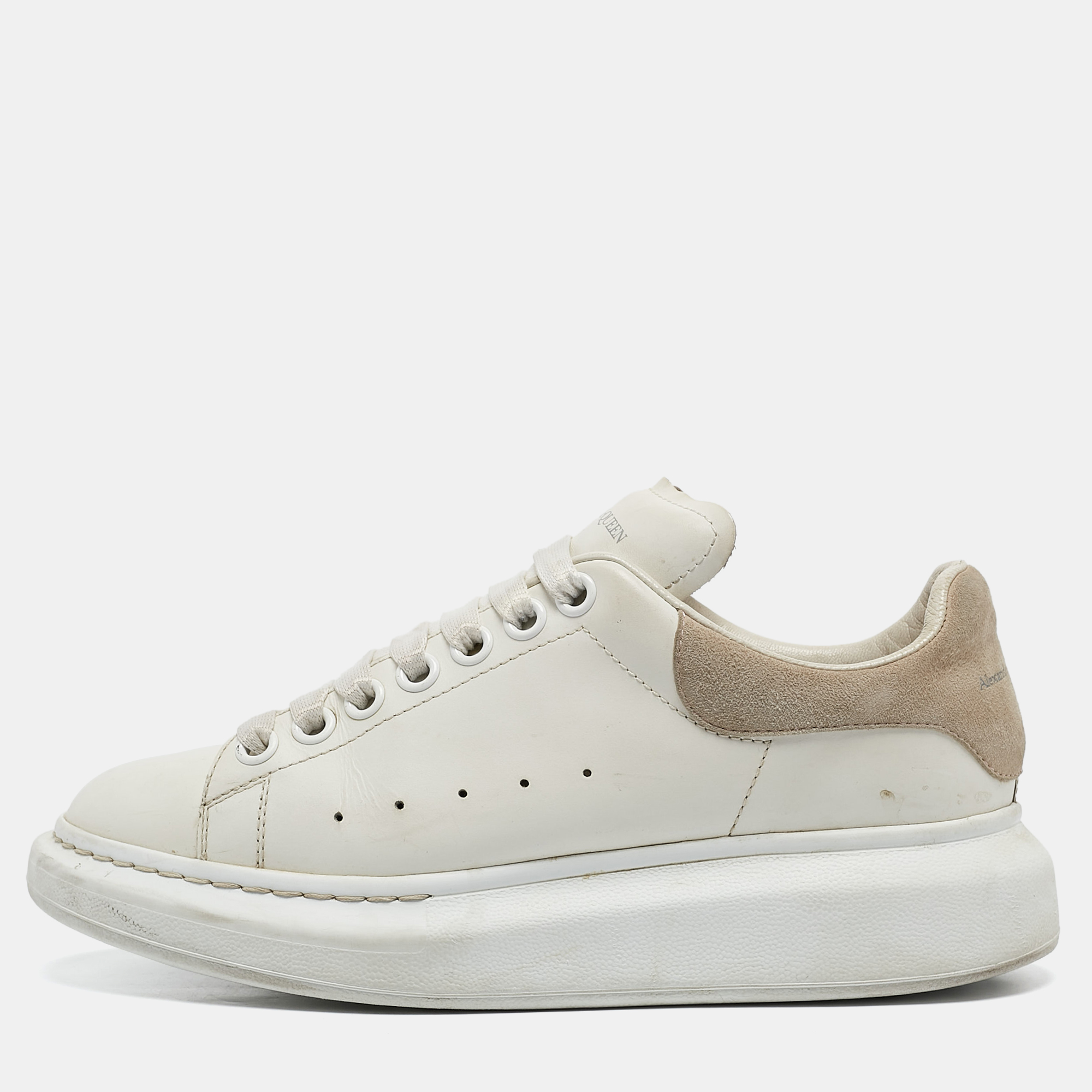 

Alexander McQueen White Leather Oversized Lace Up Sneakers Size