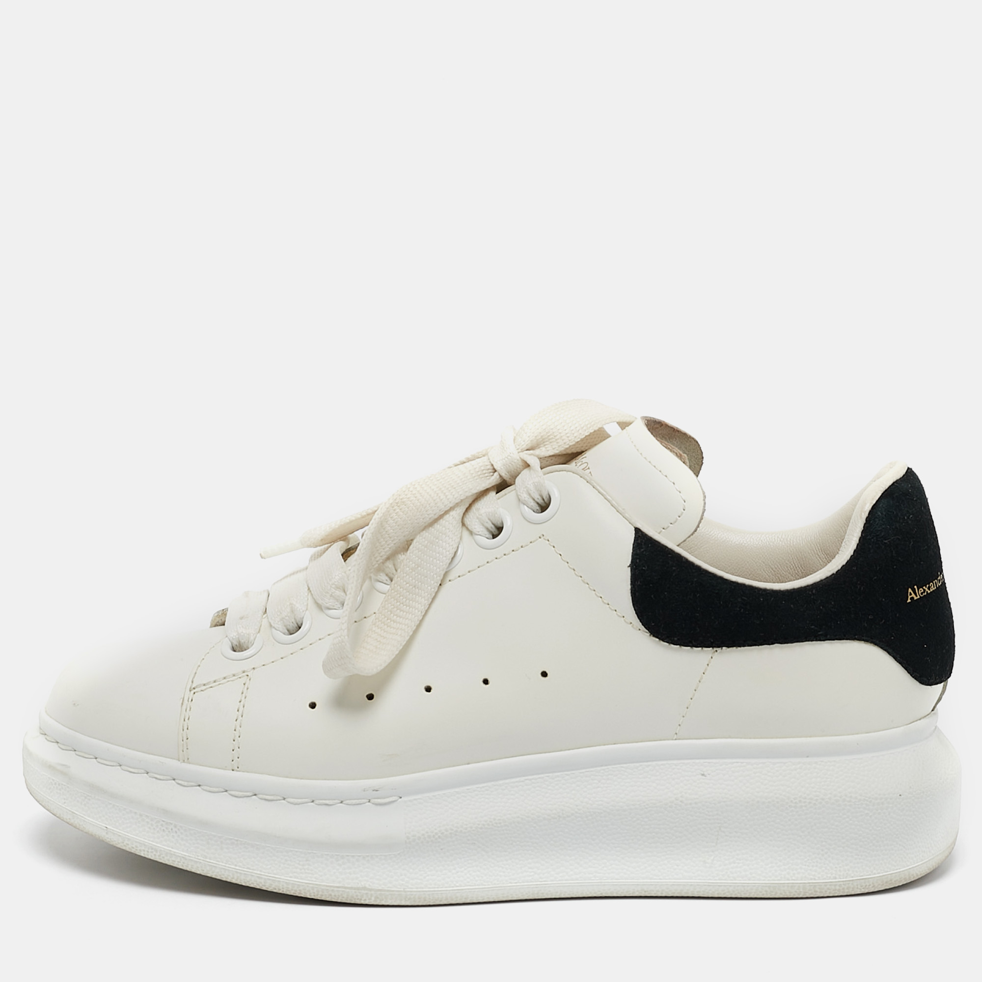 

Alexander McQueen White/Black Leather Larry Sneakers Size