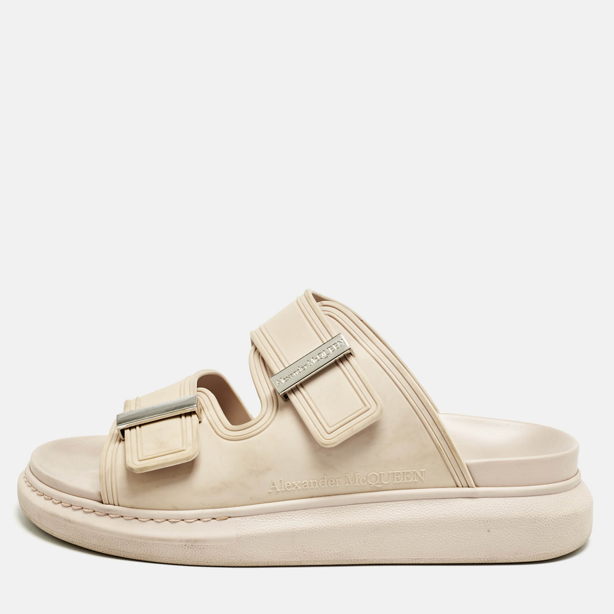 

Alexander McQueen Beige Rubber Hybrid Slides Size