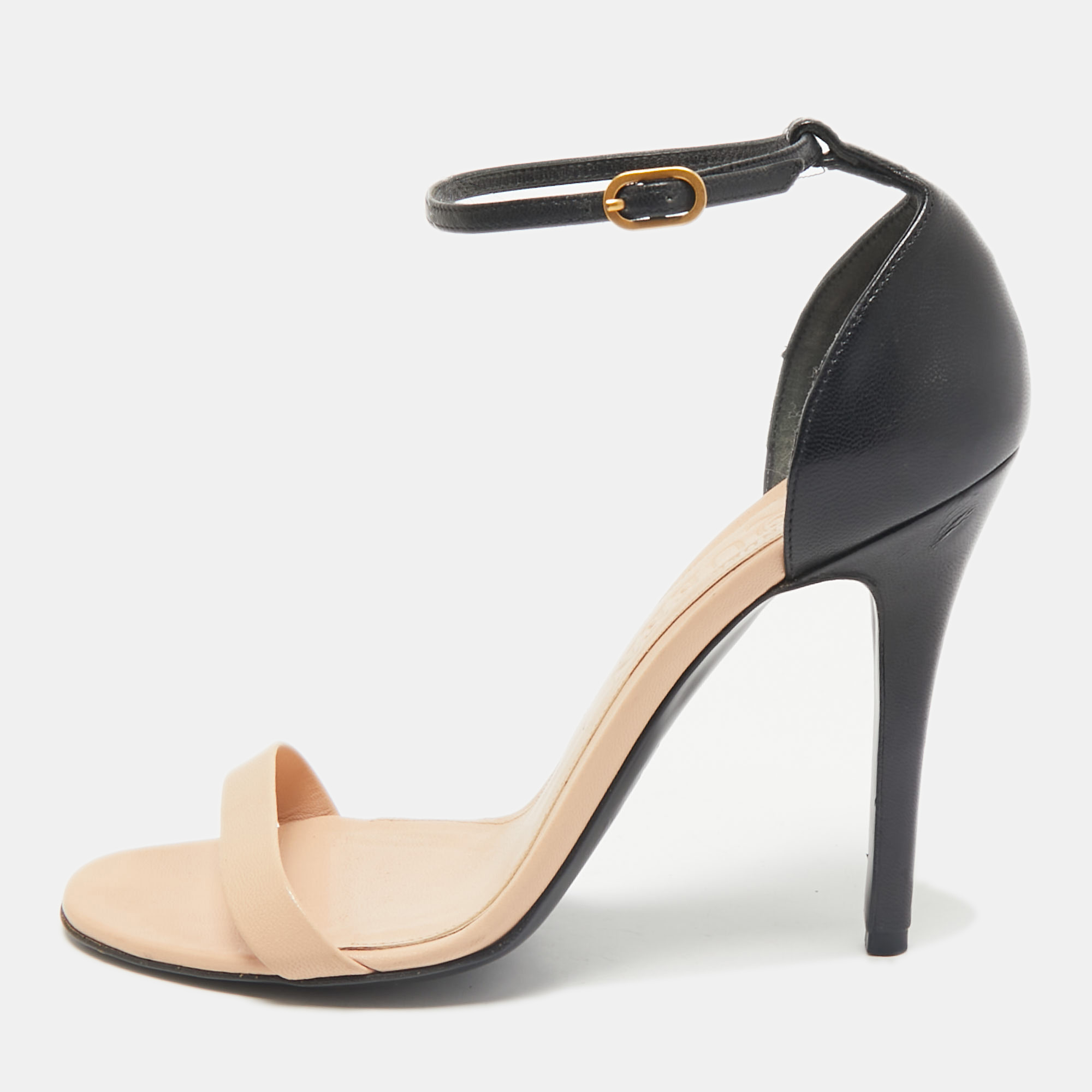 

Alexander McQueen Beige/Black Leather Ankle Strap Sandals Size