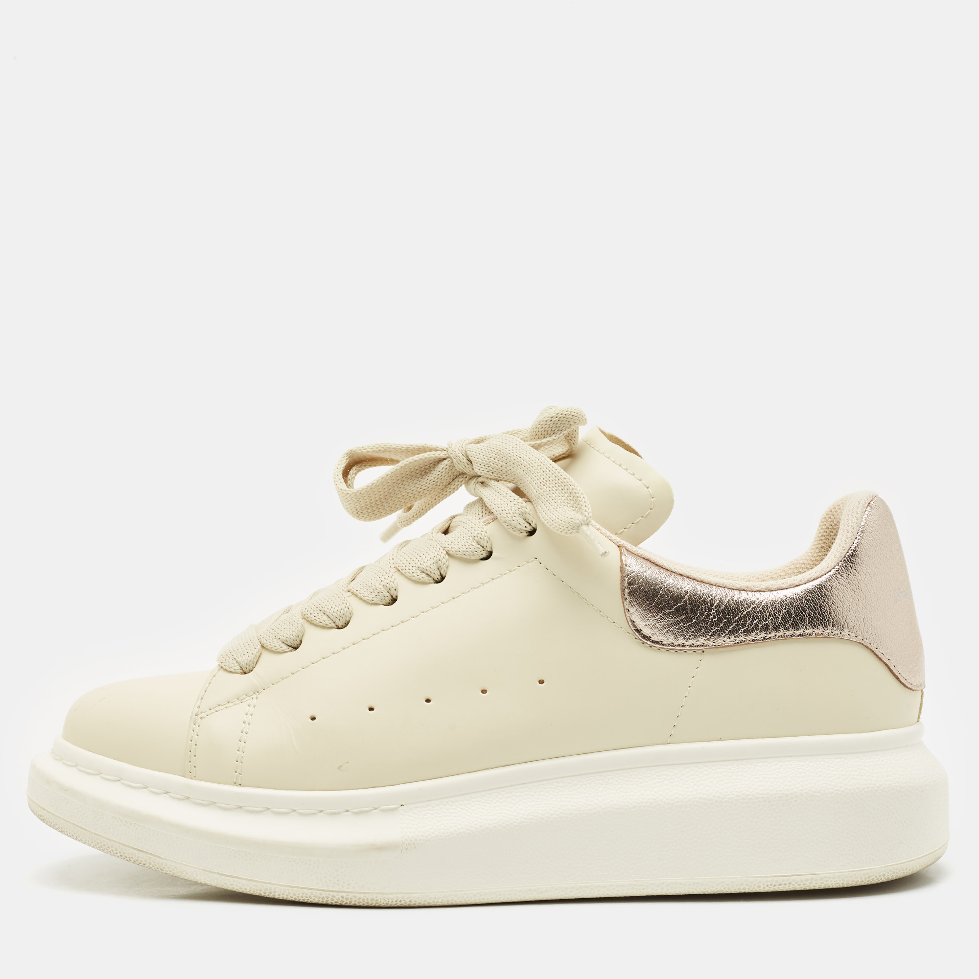 

Alexander McQueen Grey Leather Oversized Lace Up Sneakers Size