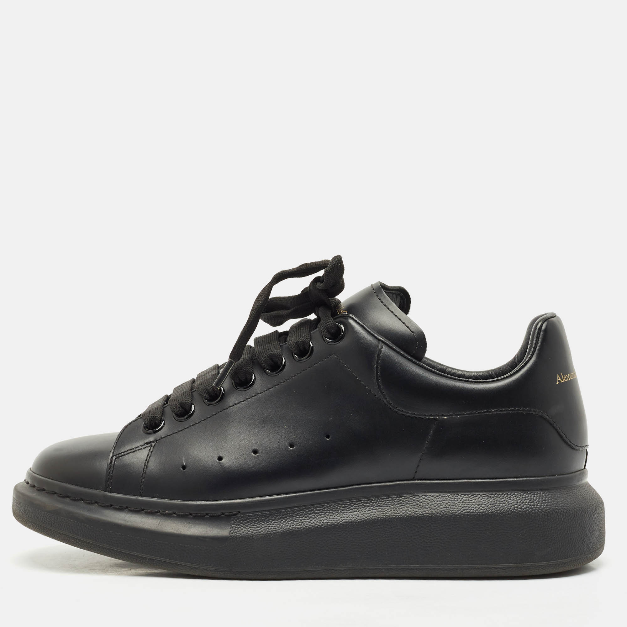 

Alexander McQueen Black Leather Larry Sneakers Size