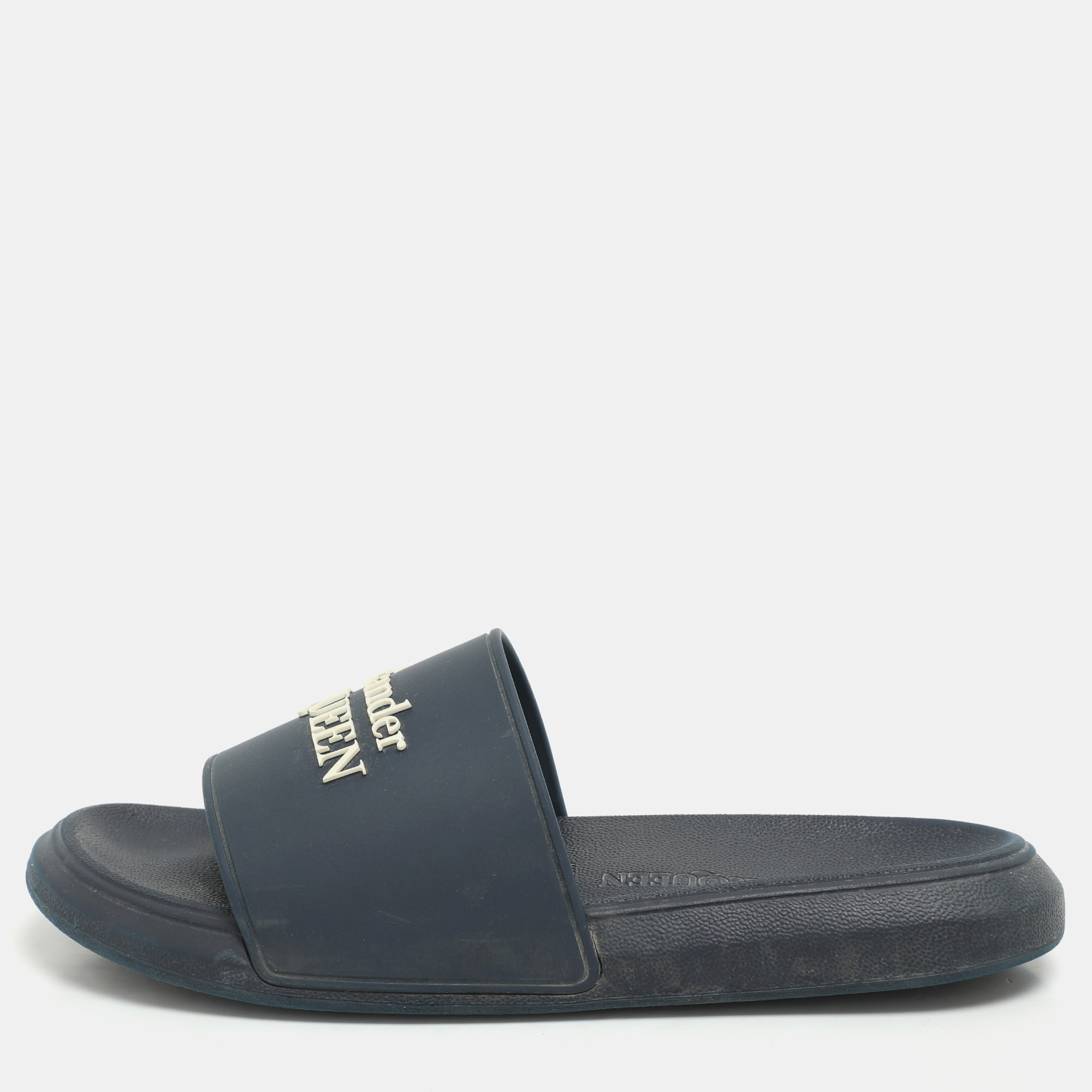 

Alexander McQueen Navy Blue Rubber Flat Slides Size 37