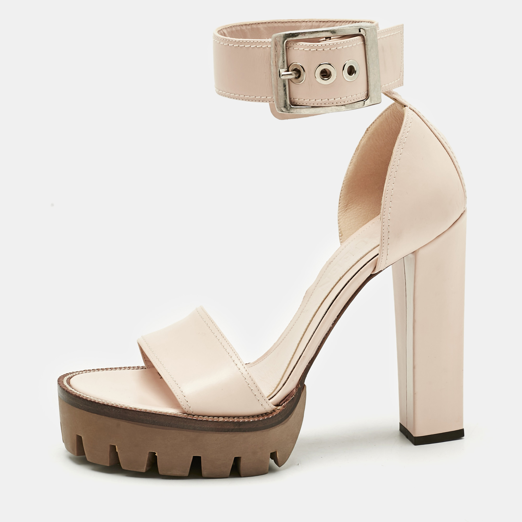 

Alexander McQueen Pink Leather Platform Sandals Size