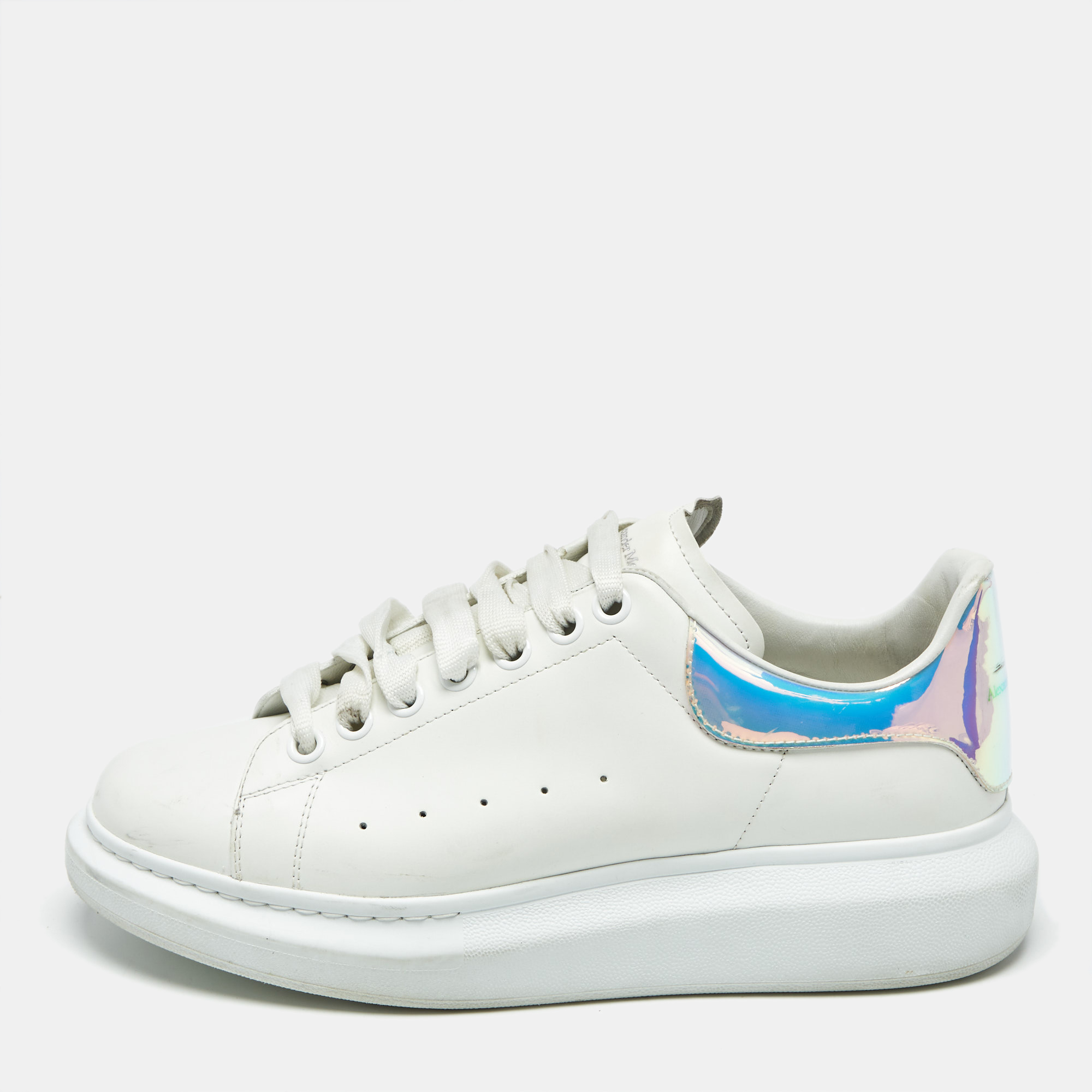 

Alexander McQueen White/Iridescent Leather Larry Sneakers Size