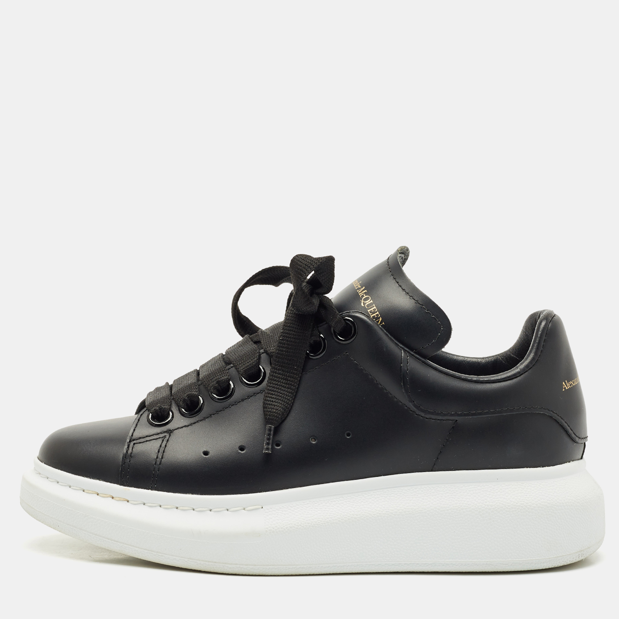 

Alexander McQueen Black Leather Oversized Low Top Sneakers Size