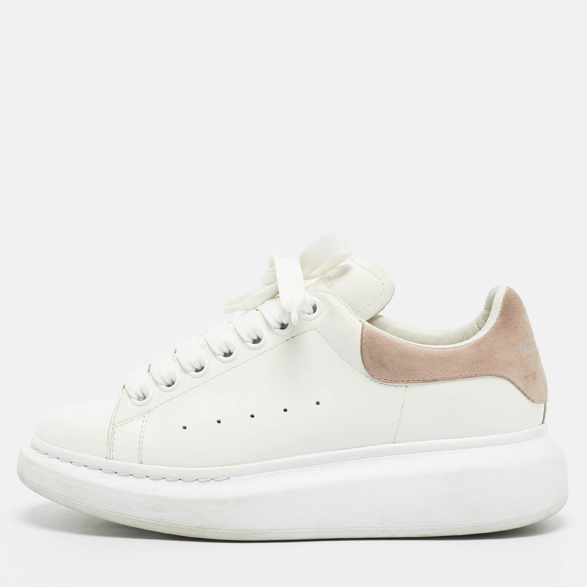 

Alexander McQueen White/Pink Leather Oversized Sneakers Size