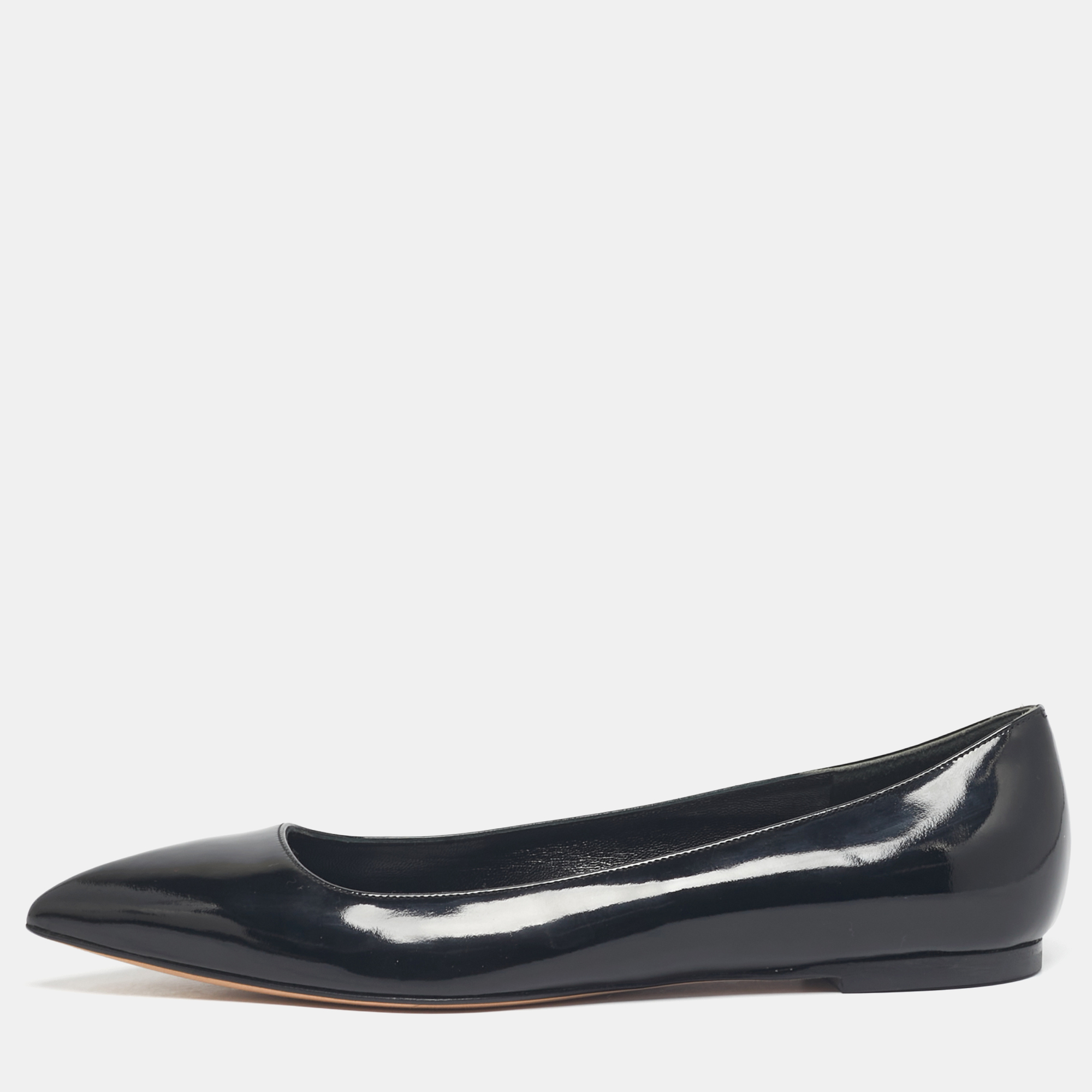

Alexander McQueen Black Patent Leather Pointed Toe Ballet Flats Size