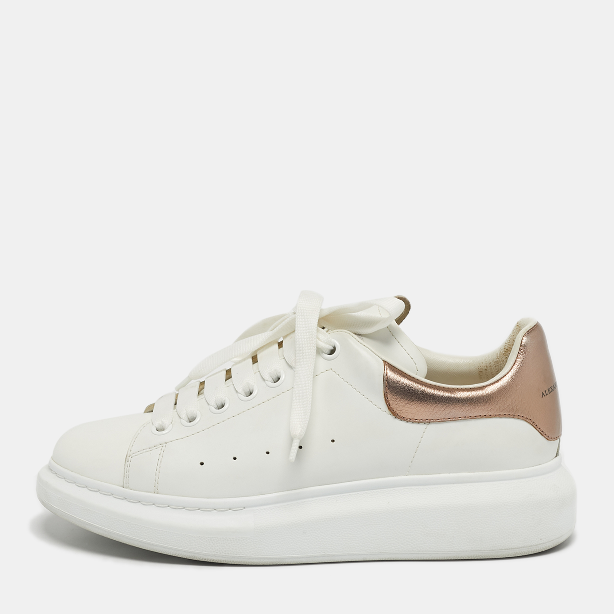 Pre-owned Alexander Mcqueen White Leather Oversized Lace Up Sneakers Size 41